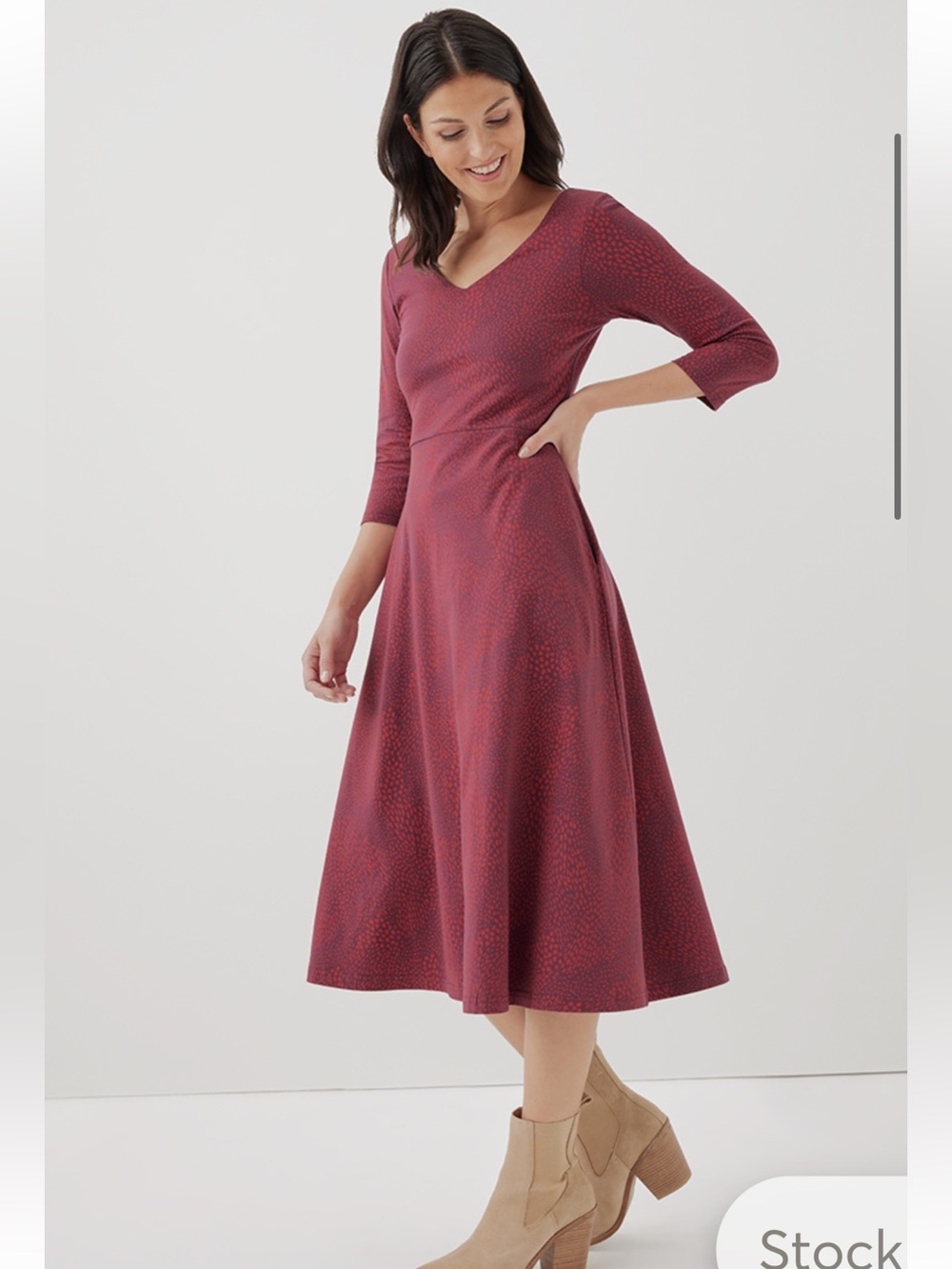Pact Organic Cotton Floral Fit & Flare Midi Dress Feminine Romantic Boho Sz L